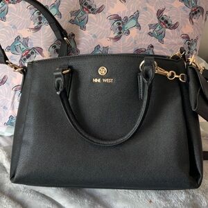 Nine West Black Shoulder Bag with Gold Accents